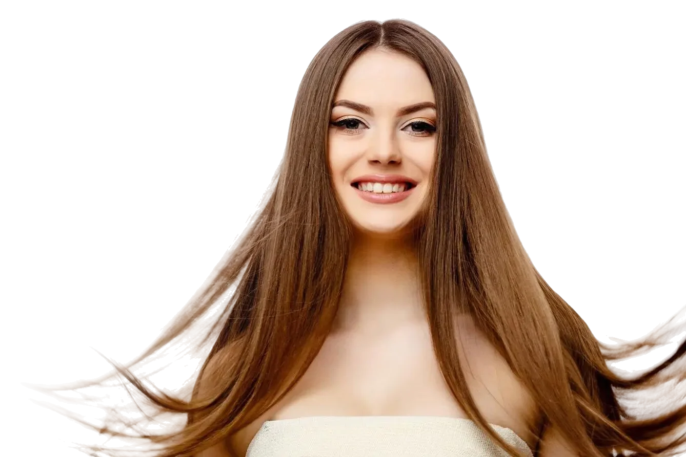 young brunette woman with beautiful clean skin