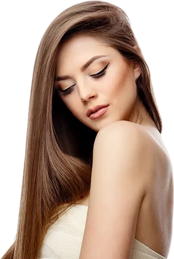 young brunette woman with beautiful clean skin